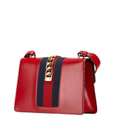 グッチ シルヴィ ショルダーバッグ 421882 レッド ネイビー レザー レディース GUCCI 【中古】